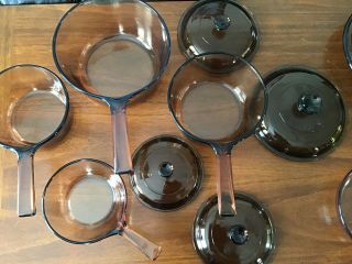 13 Pc Visions Visionware Corning Ware Amber Glass Cookware - Saucepan,  Skillets 3