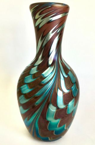 Fabulous Iridescent Glass Vase - Signed Richard P Golding 2014 - Okra Glass
