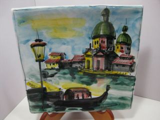 Vintage Hand Painted Decorator Plate Made In Italy Gondola/street Scene