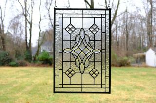 Handcrafted All Clear Stained Glass Beveled Window Panel 16 " X 24 "