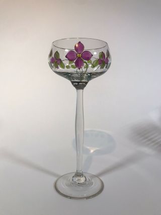 Theresienthal Meyr’s Neff Art Nouveau Enamel Wine Glass.  Hand Painted Circa 1920
