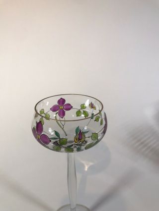 Theresienthal Meyr’s Neff Art Nouveau Enamel Wine Glass.  Hand Painted Circa 1920 3