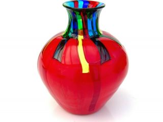 Signed World Class Murano Ballarin Art Glass Freeform Bulbous Pezzato Vase