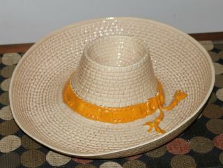 Vintage Whittier Ware Chip & Dip Bowl Sombrero Hat Mexican Figural Made In Usa