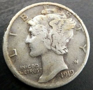 1919 - S Mercury Silver Dime Very Fine Vf,  Ef Xf Extremely Fine Uncertified
