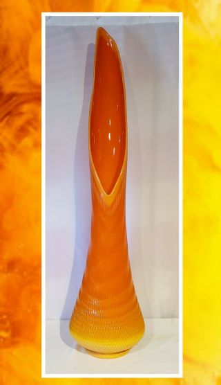 Rare 35 " Vintage L.  E Smith Bittersweet Orange Mid Century Modern / Slag Vase