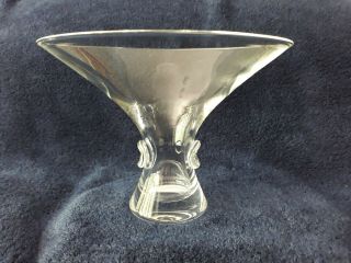 Signed Steuben Clear Crystal Glass Bouquet Vase By George Thompson 7 " Wide
