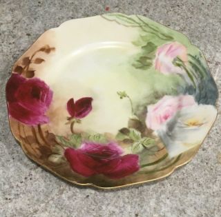Haviland & Co?? Limoges H & C L Roses 8 1/4 " Round Scalloped Plate