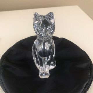 Daum Crystal Cat No Box Hand Crafted In France Signed Heavy Animal