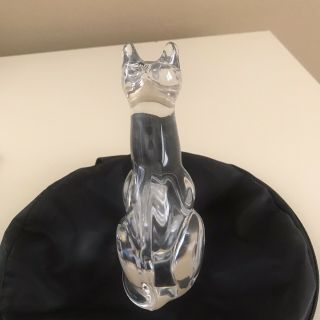 Daum Crystal Cat no box Hand Crafted in France Signed Heavy Animal 3