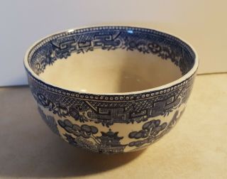 Blue Willow W A Davis Staffordshire Bowl,  Design In Bottom