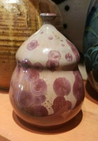 Signed Bennett Crystalline Studio Pottery Weed Pot Vase 5.  5 " Tall