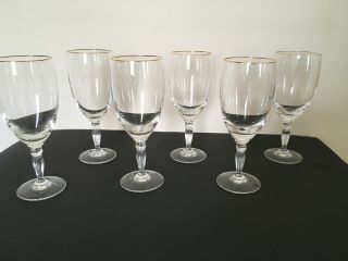 6 Waterford Crystal Carlton Gold Iced Beverage Glasses - Gold Rims/ribbed Stems