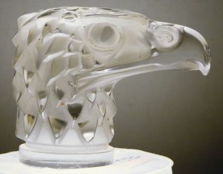Chipped Lalique Crystal Glass Eagle Head Tete D’aigle Hood Ornament Mascot Vtg