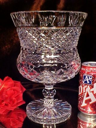 Large Vintage Ring Footed Crystal Cut Glass Chalice Vase Gorgeous Pattern