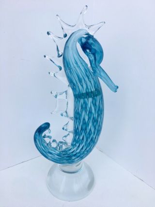 Waterford Evolution Cerulean Blue Seahorse Art Glass Sculpture