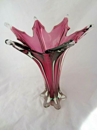 Spectacular 36cm Murano Poli Seguso Purple & Green Sommerso Art Glass Vase