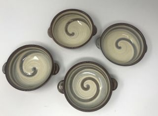 Brown Creigiau Wales Welsh Studio Art Pottery Ceramic Bowl Swirl Design