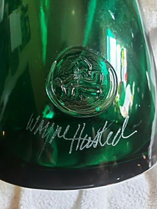Rare 2004 Blenko Glass Wayne Husted Autographed Vase In Emerald & Crimson