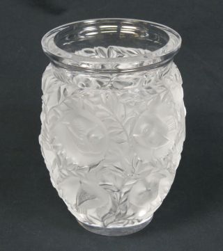 Lalique Crystal Bagatelle Clear/frosted Art Glass Bird Vase Signed 6.  75 " France
