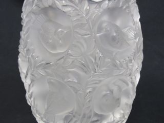 Lalique Crystal Bagatelle Clear/Frosted Art Glass Bird Vase Signed 6.  75 
