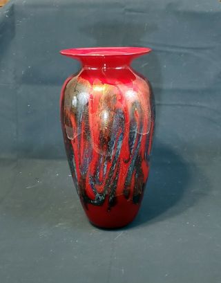 Michael Nourot 1991 Signed And Dated Art Glass Vase,  12” Tall