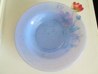 Rare Set Of 4 Blue Murano Effetre Yalos Casa Translucent Soup Bowls 9 1/4 "