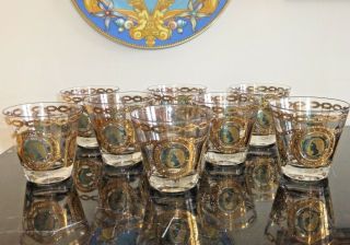Culver Medalist By Culver Mid - Century Set Of 8 Old Fashioned Lowball Glasses