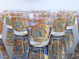 Culver Medalist by Culver Mid - Century Set of 8 Old Fashioned Lowball Glasses 2