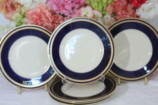 Gorgeous,  Syracuse Old Ivory,  Cobalt And Gold Dinner Plates (6) Stunning