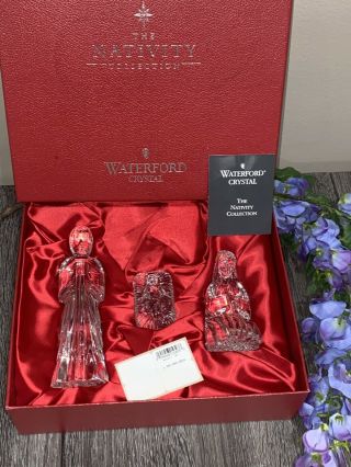 Waterford Crystal Gorgeous 3 Piece Christmas Nativity Set With Box