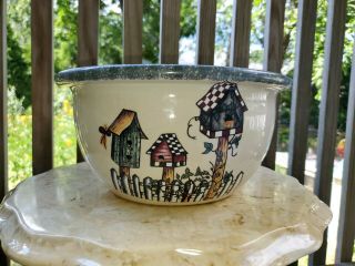 Home & Garden Party Birdhouse Pitcher 10 " Serving Mixing Bowl 2001 Made In Usa