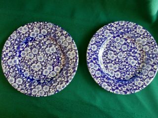 2 Churchill England Bread And Butter Plates Blue Calico Chintz 7 - 1/4 "
