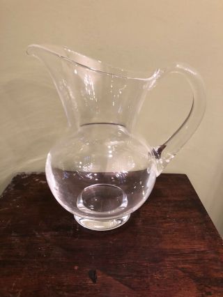 Exquisite Large Steuben Crystal Glass Water Pitcher Great Design & Look 9”