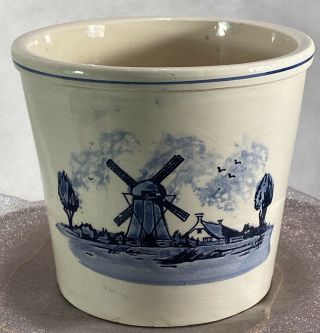 Vintage Delft Blue Handpainted Planter Made In Holland 5 " Wind Mill,  Ship