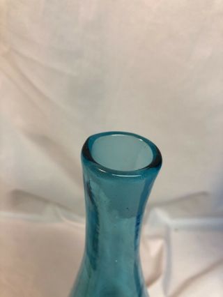 Vintage 16” Blenko 920 decanter flame stopper ocean blue glass MCM 3