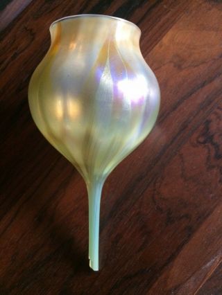 Authentic Tiffany Studios Favrile Glass Pull Feather Floriform Vase Snapped