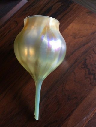 AUTHENTIC TIFFANY STUDIOS FAVRILE GLASS PULL FEATHER FLORIFORM VASE SNAPPED 3