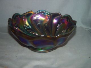 IMPERIAL CARNIVAL GLASS ELECTRIC PURPLE ACANTHUS BOWL 3
