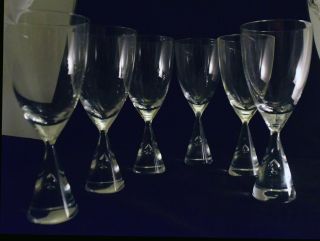 6 Holmegaard Princess Water Goblets / Water Glasses Air Bubble Mid - Century