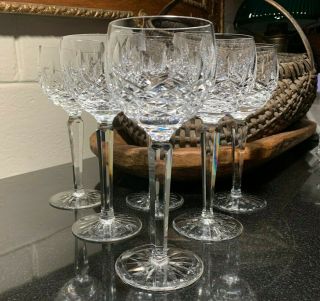 6 Waterford Crystal Kenmare 7 3/8 " Wine Hock Glasses Ireland -