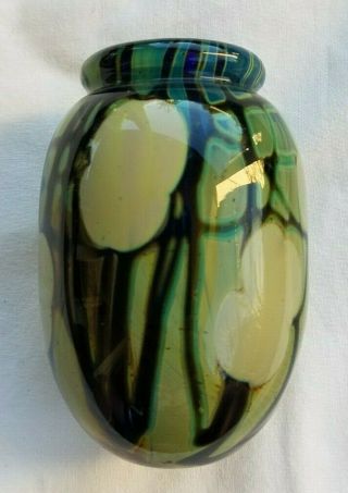 John Byron Hand Blown Art Glass Vase 1977,  Signed 2