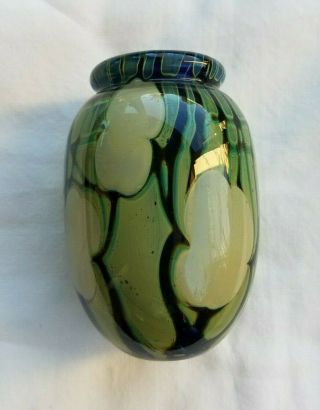 John Byron Hand Blown Art Glass Vase 1977,  Signed 3