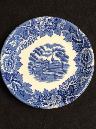 Enoch Woods English Scenery Blue Woods Ware Woods & Sons England Sm Dish 4 3/8 "