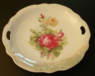 Antique/vintage Germany Bavaria 9 1/2 " Porcelain Plate Pink & Salmon Roses