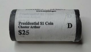 2012 - D Chester Arthur Presidential Dollar Roll - $25 Us Roll