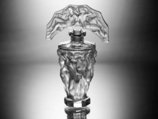 Art Deco Glass Flacon Crystal Czech Bohemian Perfume Bottle Hand Cut Nude Women