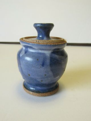 Studio Pottery Stoneware Blue Glaze 4 " Jar With Lid Signed