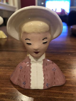 Vintage Betty Lou Nichols Demi Dorable Lady Headvase Head Vase 3 1/2”
