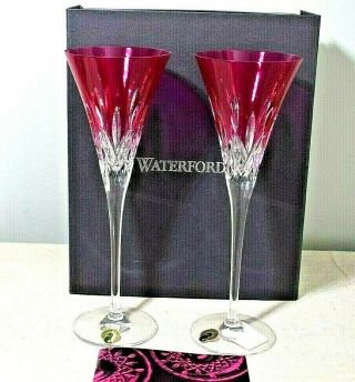 Waterford Lismore Pops Fuschia Pink Toasting Flute Pair 40019535 10 "